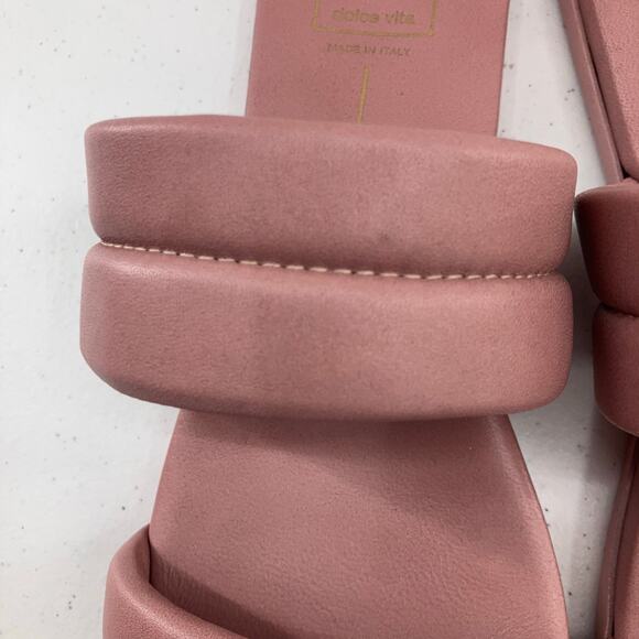 Dolce Vita Rose Pink Leather Slip On Slide Made In Italy Adore Shoes Sandals - Picture 8 of 12